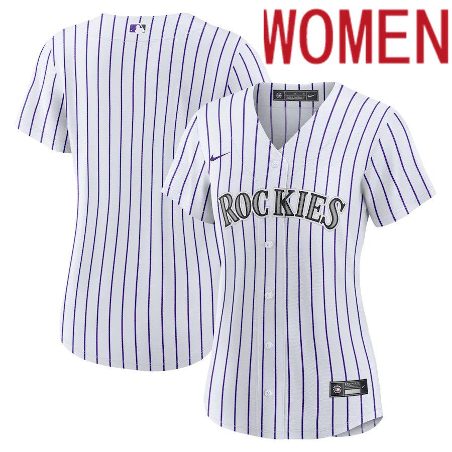 Women Colorado Rockies Nike White Home Blank Replica MLB Jersey->women mlb jersey->Women Jersey